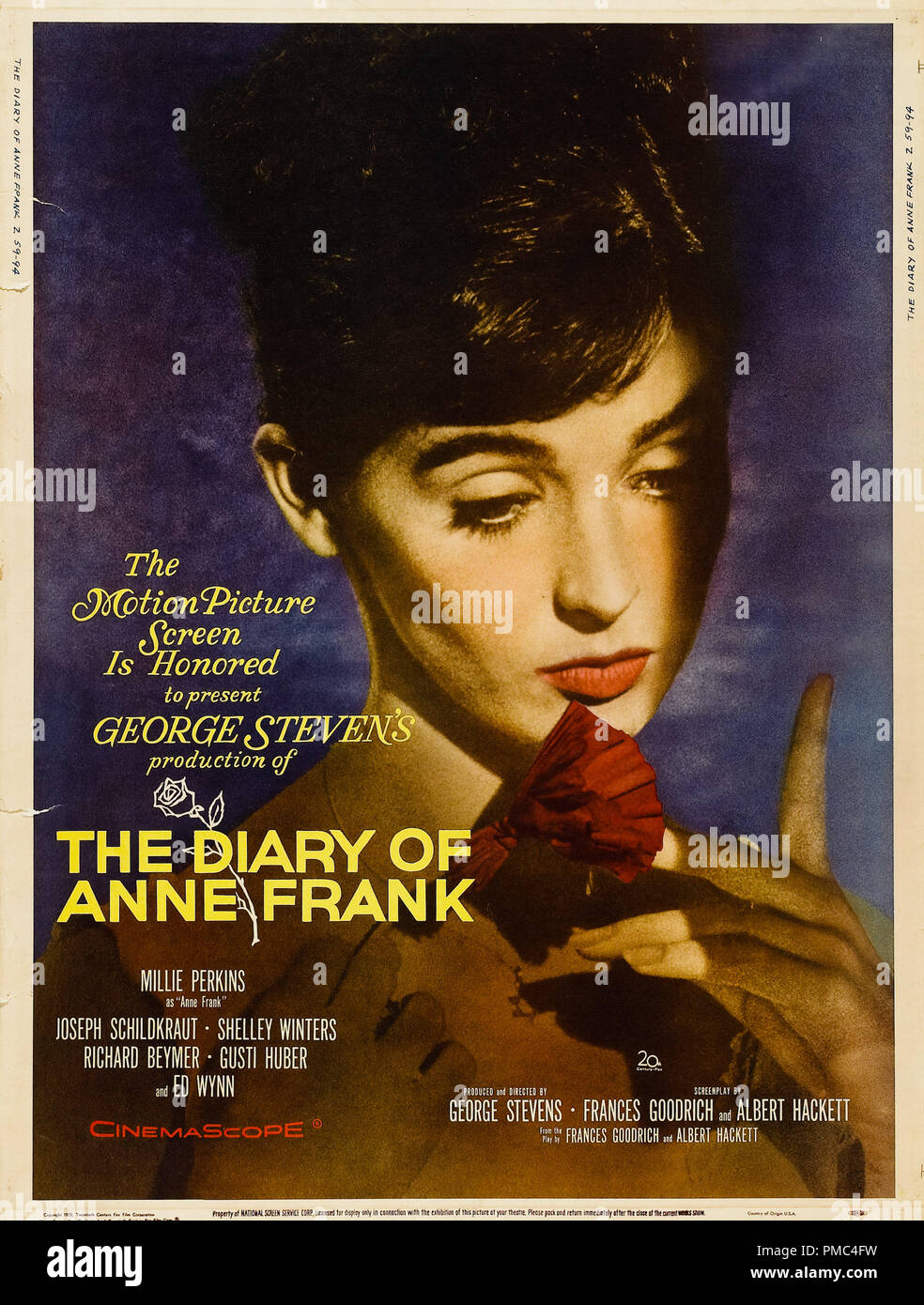 Millie Perkins,  The Diary of Anne Frank (20th Century Fox, 1959). Poster  File Reference # 33595 744THA Stock Photo