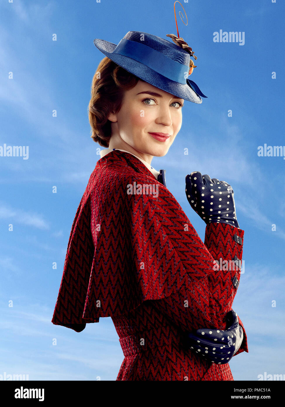 Mary Poppins (Emily Blunt) in Disney's original musical MARY POPPINS RETURNS, a sequel to the 1964 MARY POPPINS which takes audiences on an entirely new adventure with the practically perfect nanny and the Banks family. 2018 Disney Enterprises, Inc Stock Photo