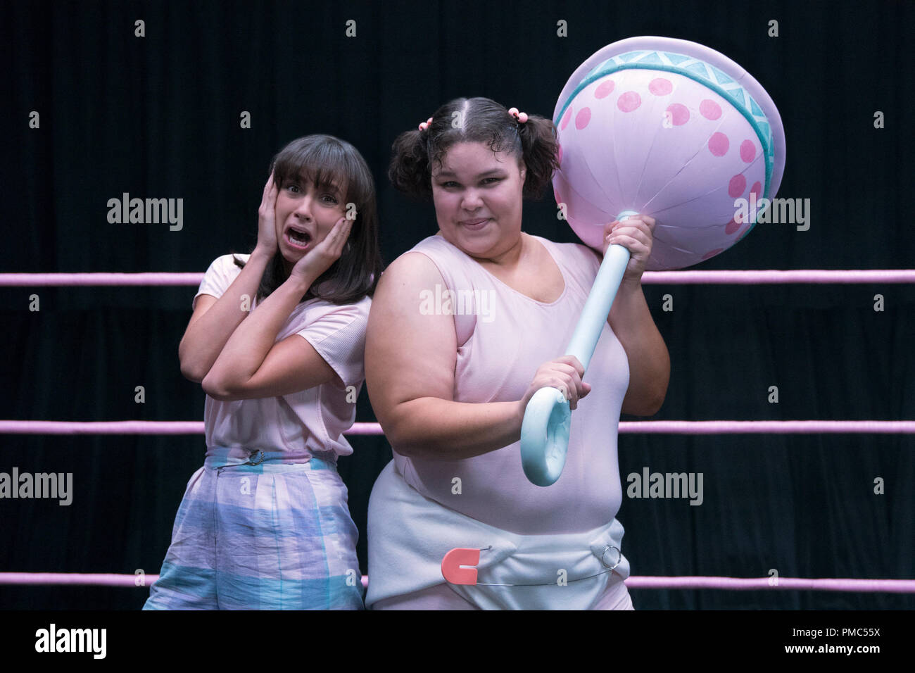 Britney Young, Britt Baron, "Glow" Season 2 (2018) Netflix Stock Photo
