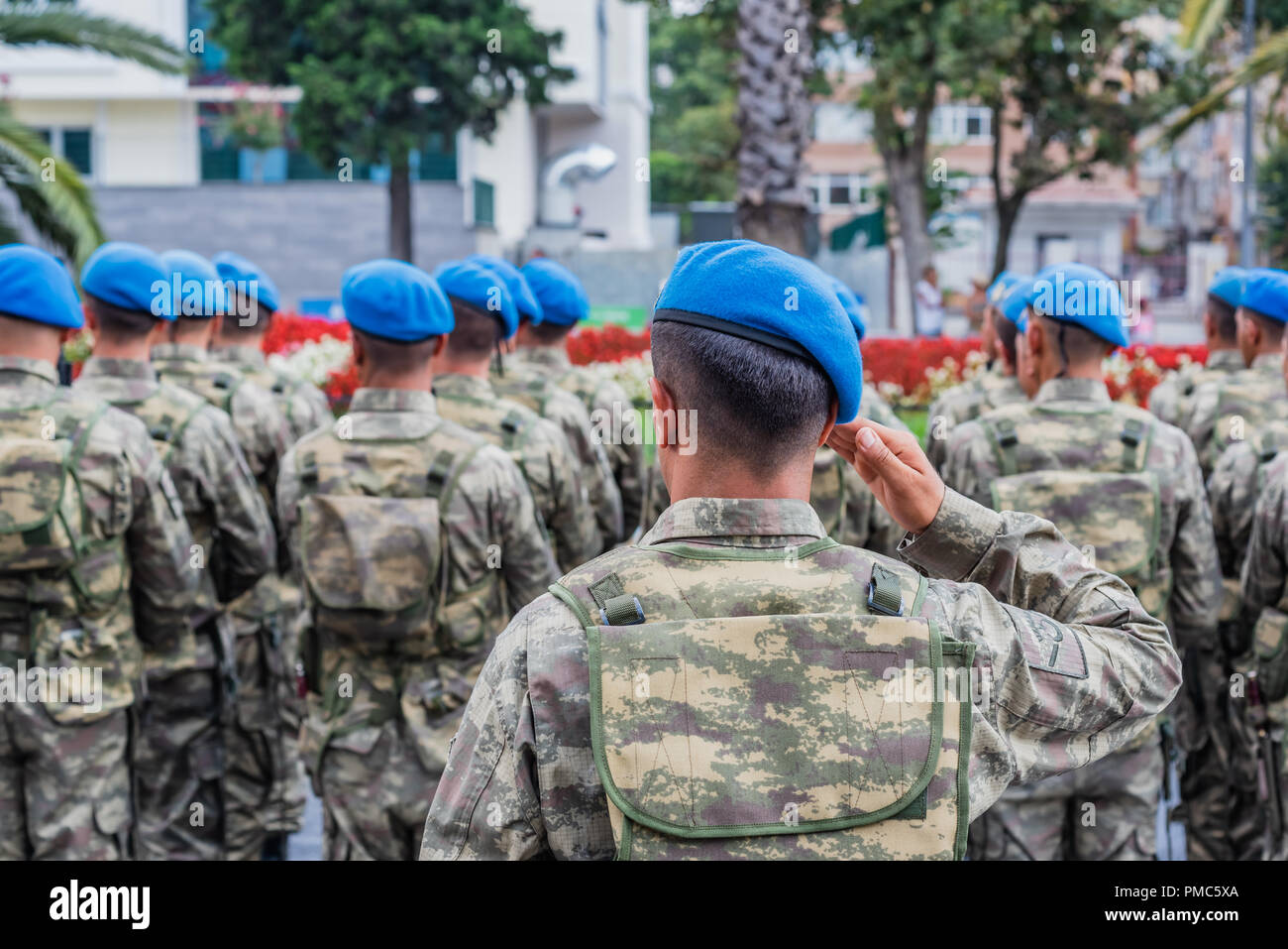 Turkish soldiers salute for Military parade at Turkish 30 August ...