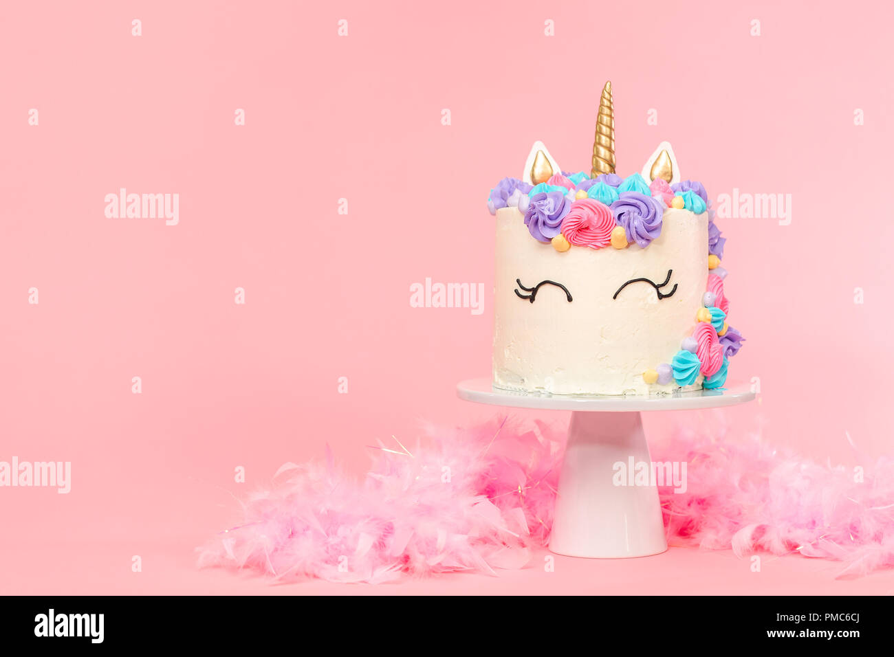 Unicorn Cake Decorated With Multicolor Buttercream Icing Stock Photo Alamy