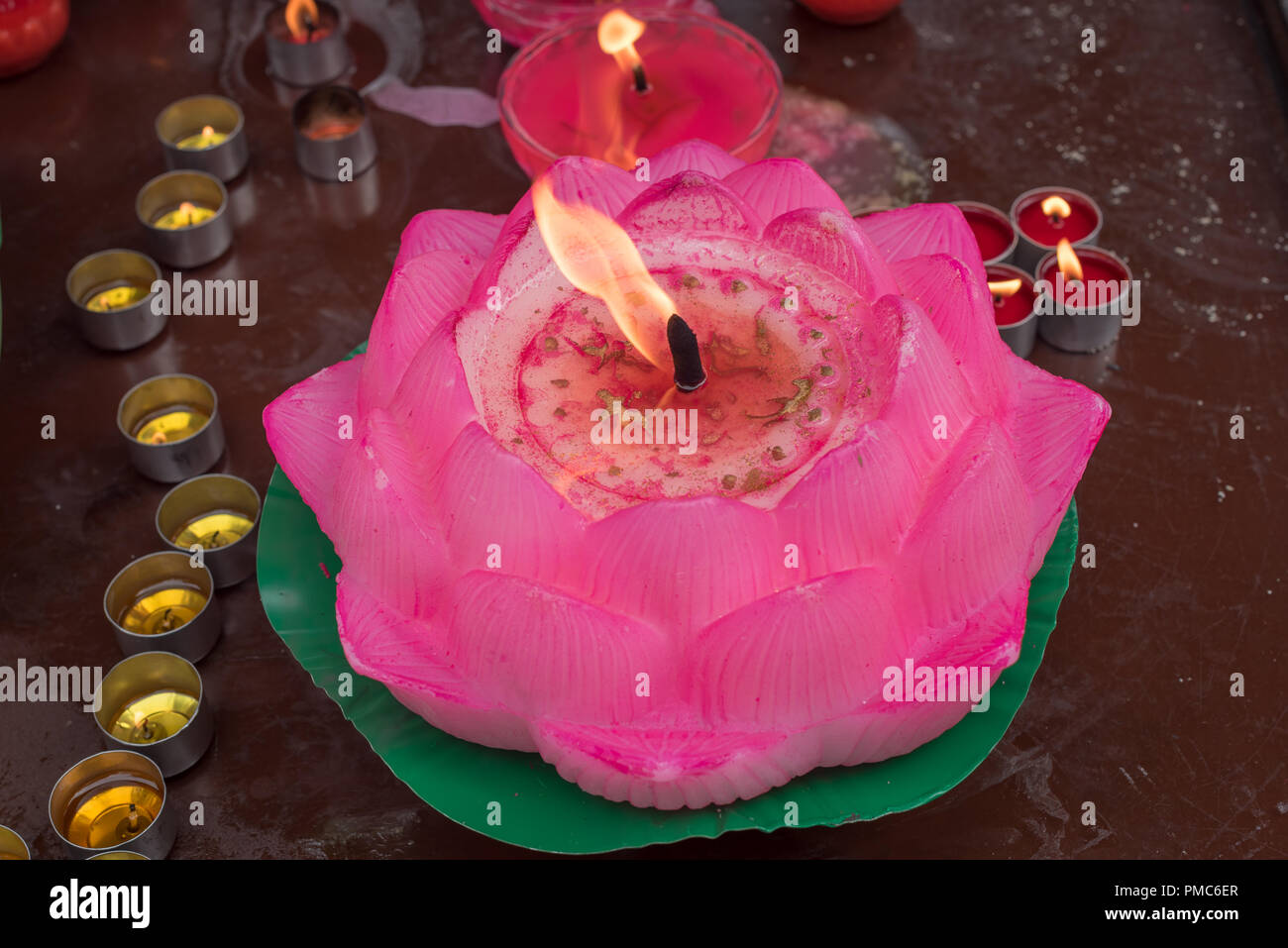 Lotus candles in a buddhist Temple, Chengdu, China Stock Photo Alamy