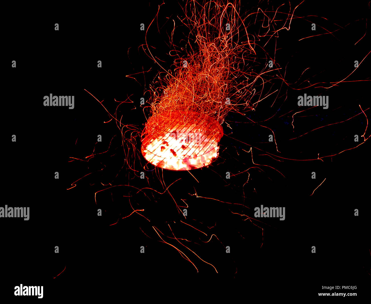Blacksmith forge, Fire particles flying around Stock Photo - Alamy