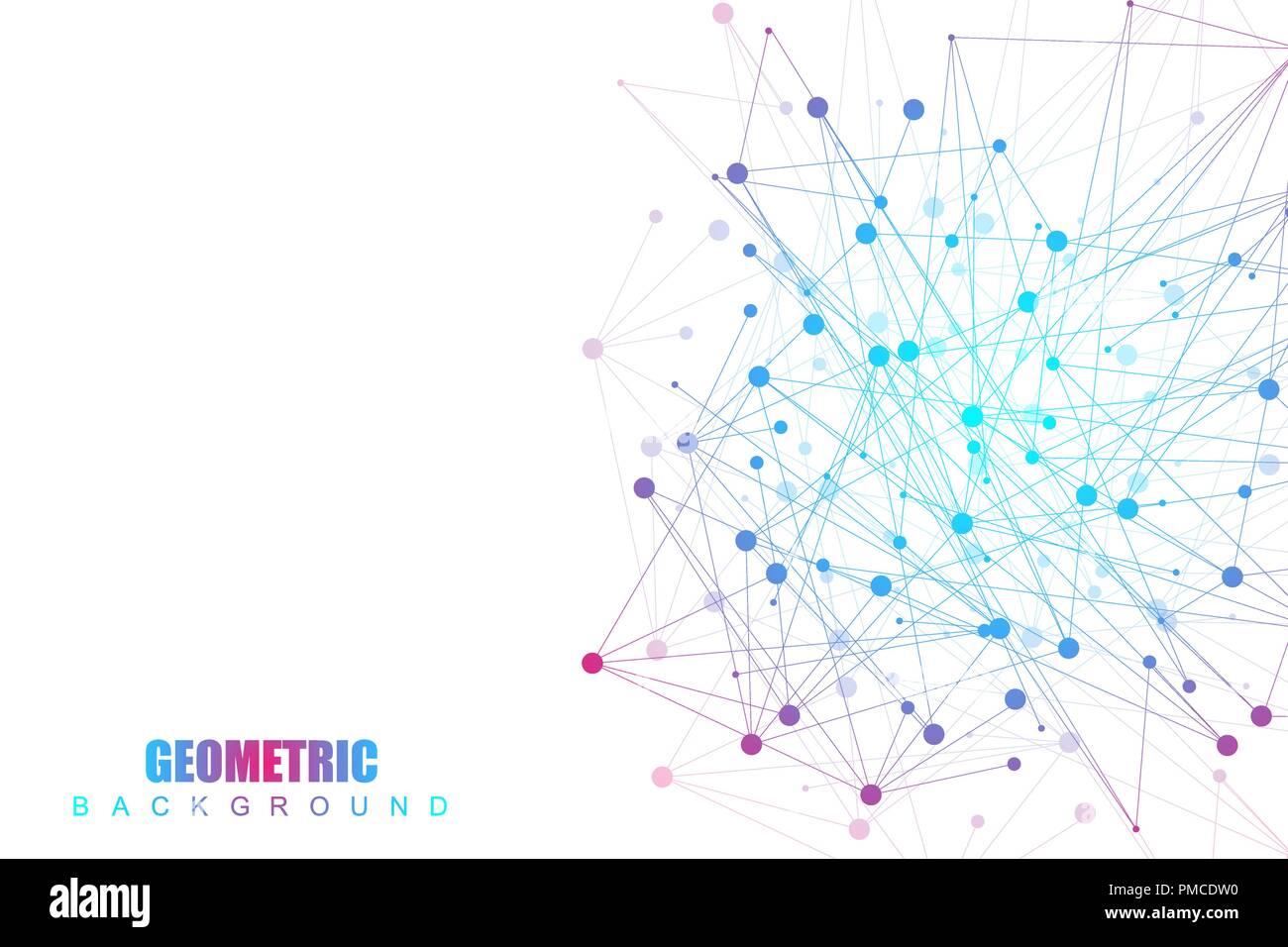 Geometric abstract background with connected line and dots. Structure molecule and communication. Big Data Visualization. Medical, technology, science background. Vector illustration Stock Vector