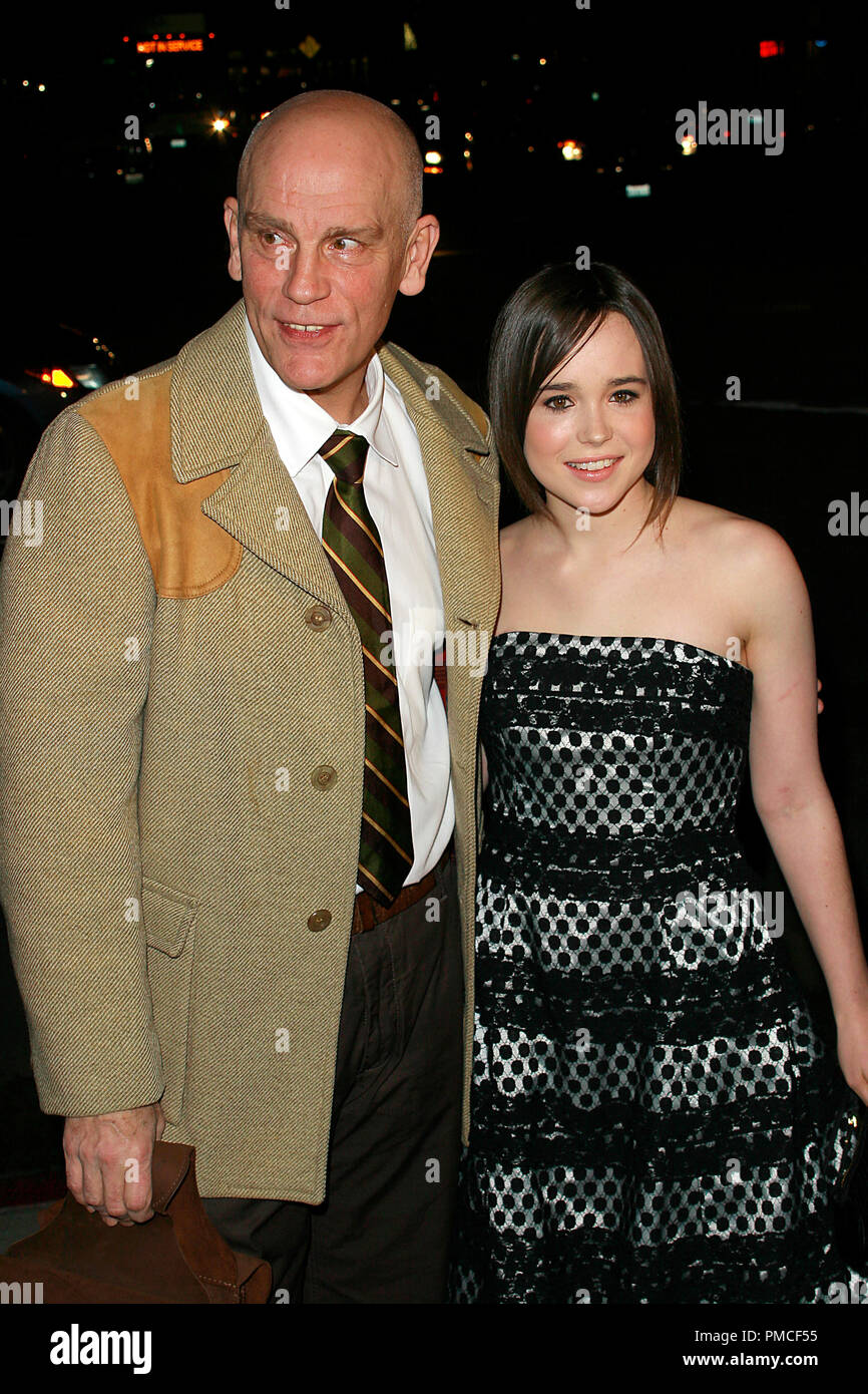 Juno" (Premiere) Producer John Malkovich and Ellen Page 12-3-2007 / Village  Theater / Westwood, CA / Fox Searchlight Pictures / Photo by Joseph  Martinez File Reference # 23257 0017PLX For Editorial Use