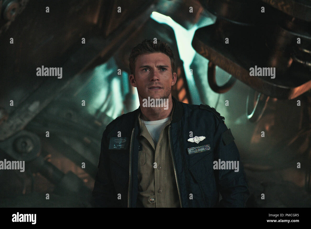 SCOTT EASTWOOD as Lambert in 'Pacific Rim Uprising.'  The globe-spanning conflict between otherworldly monsters of mass destruction and the human-piloted super-machines built to vanquish them was only a prelude to the all-out assault on humanity. (2018) Universal Studios Stock Photo