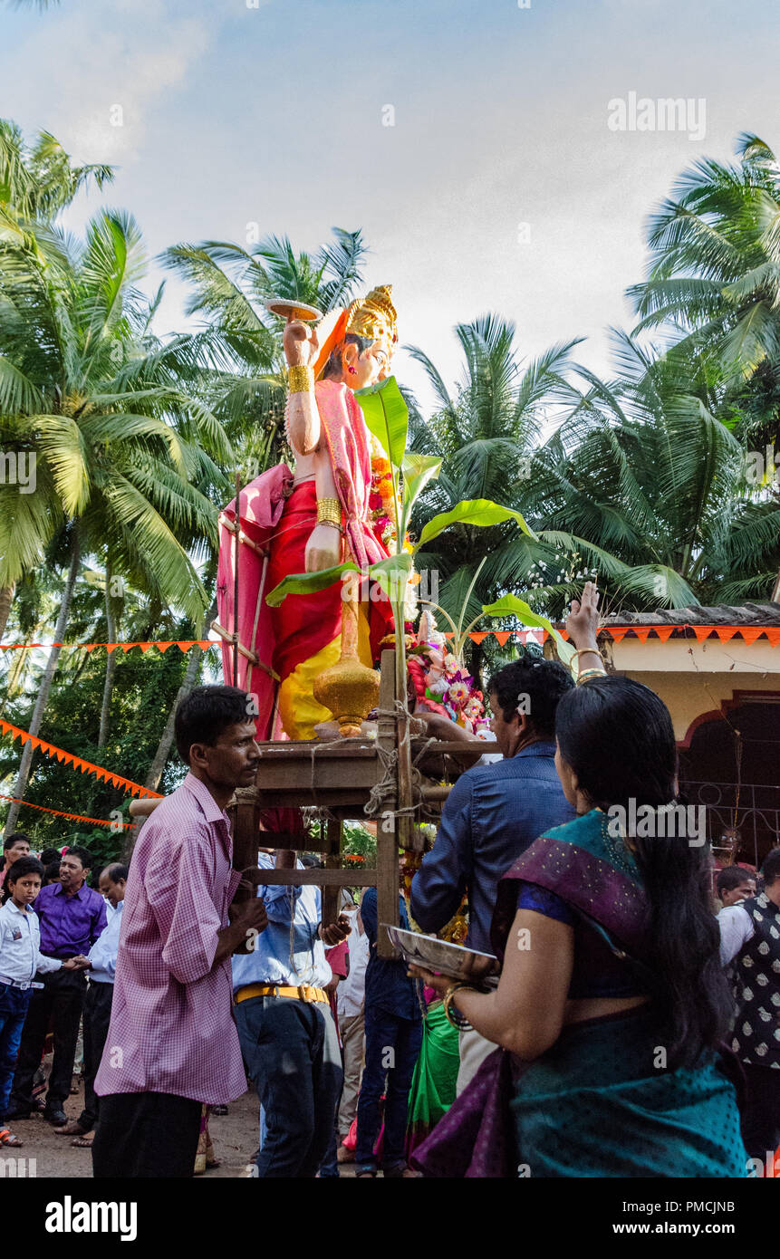 The annual kutumb (family) Ganesha immersion ceremony procession held on the fifth day of Ganesh