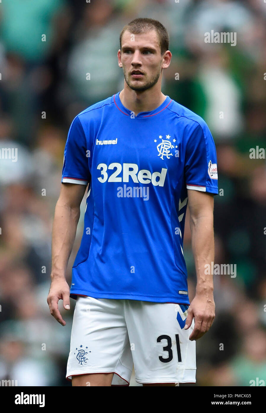 Rangers Borna Barisic during the Ladbrokes Scottish Premiership match at Celtic Park, Glasgow. PRESS ASSOCIATION Photo. Picture date: Sunday September 2, 2018. See PA story SOCCER Celtic. Photo credit should read: Ian Rutherford/PA Wire. Stock Photo