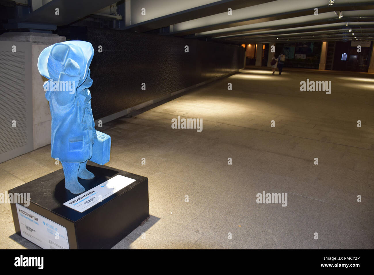 Paddington Bear statue by the canal near Paddington Station, London UK