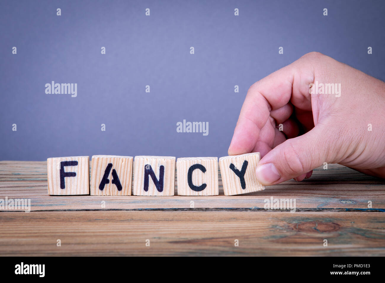 fancy. Wooden letters on the office desk Stock Photo Alamy