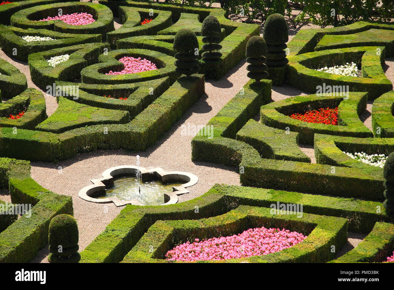 Obe of the most beautiful french gardens in 'Chateau de Villandry', Loire Valley, France. Stock Photo