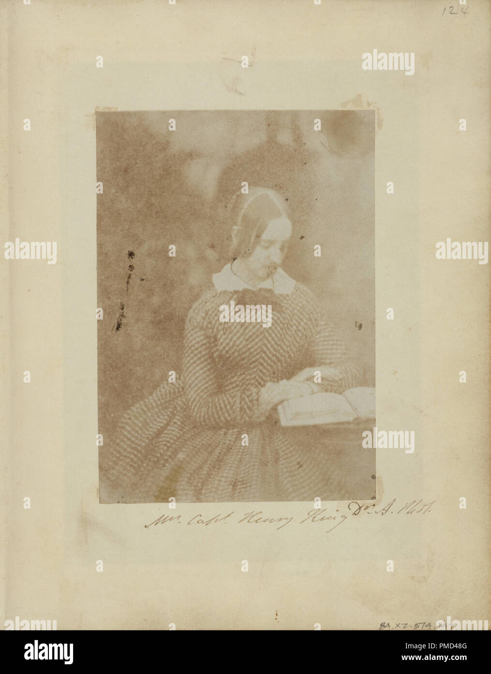 Mrs. Henry King. Date/Period: 1845 - 1850. Print. Salt, from a calotype negative. Height: 140 mm (5.51 in); Width: 98 mm (3.85 in). Author: Dr. John Adamson. Stock Photo