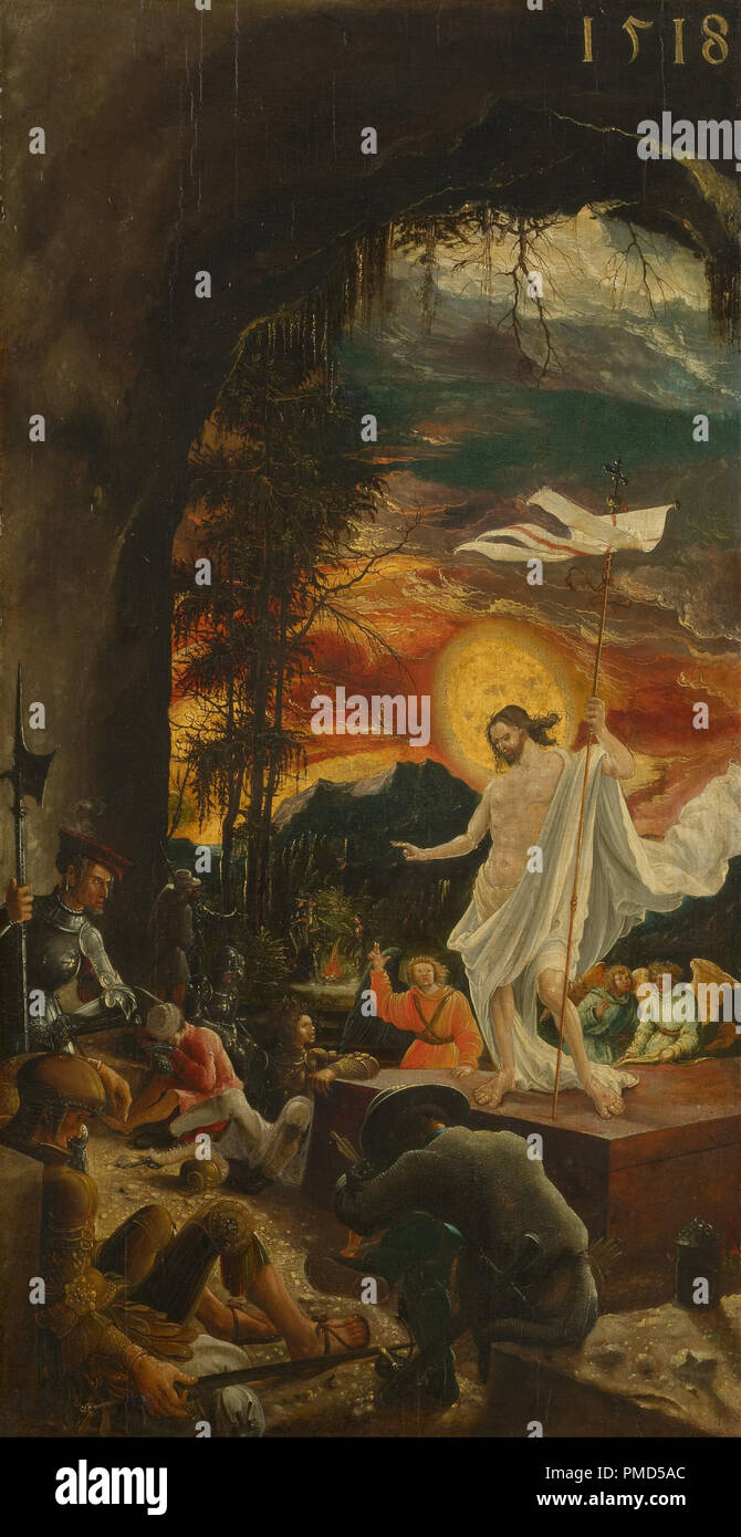 The Resurrection of Christ. Date/Period: 1518. Painting. Oil on panel. Height: 700 mm (27.55 in); Width: 370 mm (14.56 in). Author: Albrecht Altdorfer. ALTDORFER, ALBRECHT. Stock Photo