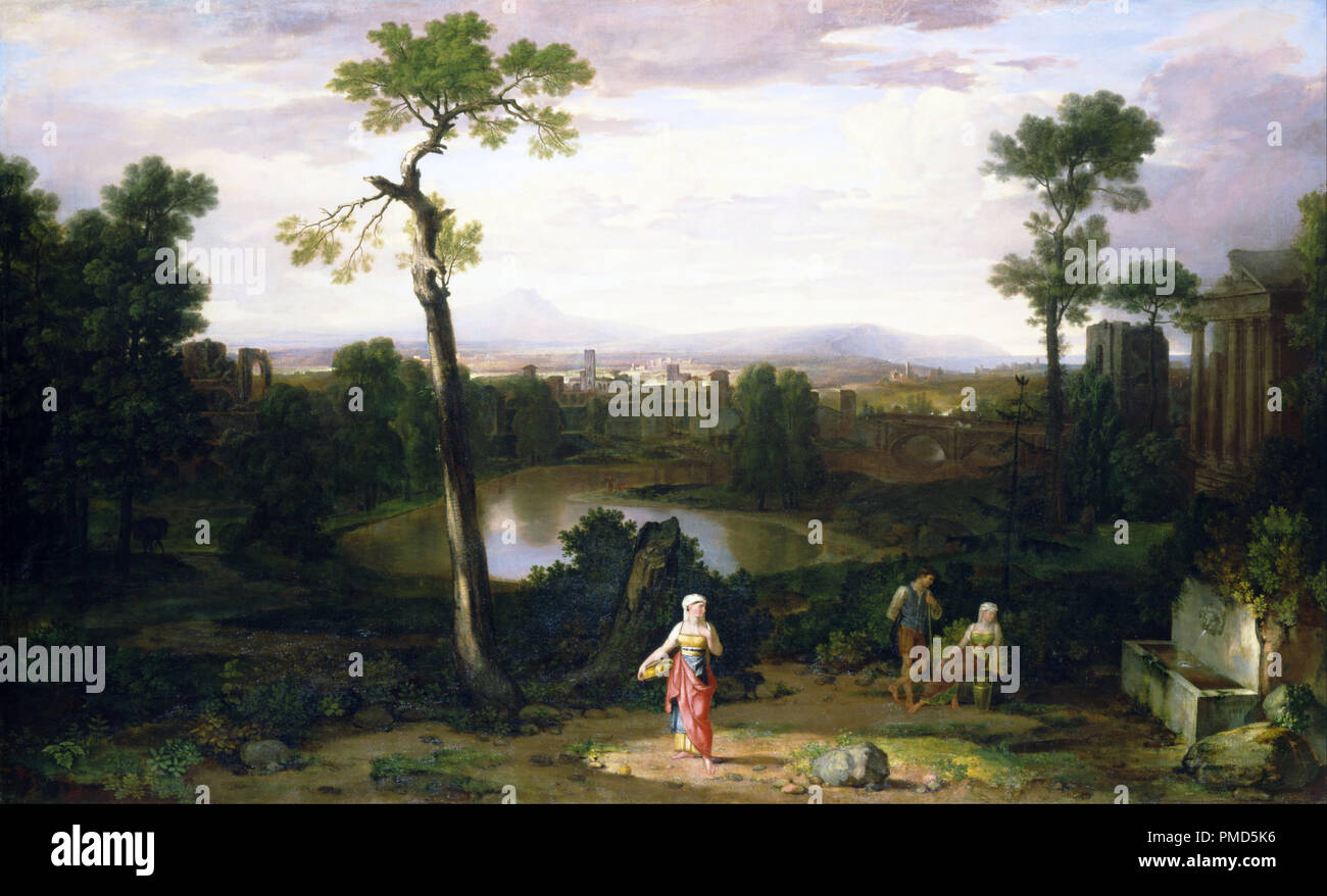 Italian Landscape. Date/Period: 1814. Painting. Oil on canvas. Height: 1,118 mm (44.01 in); Width: 1,830 mm (72.04 in). Author: Washington Allston. Stock Photo