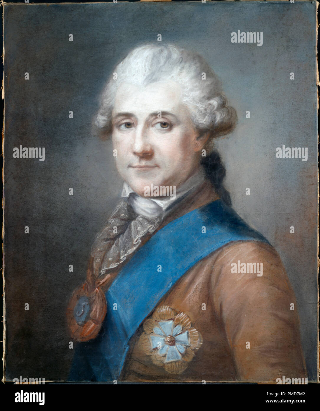 Stanislaus II Augustus, King of Poland. Date/Period: Ca. 1790?. Work on paper transferred to canvas. Pastel on paper mounted on canvas. Height: 609 mm (23.97 in); Width: 508 mm (20 in). Author: After Bacciarelli, Marcello. MARCELLO BACCIARELLI. Stock Photo