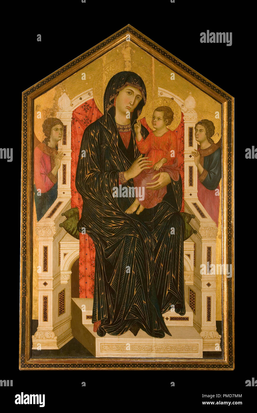 Maestà. Date/Period: Late XIIIth century. Tempera on panel. Height: 204 mm (8.03 in); Width: 125 mm (4.92 in). Author: Badia a Isola Master. Master of Badia a Isola. Stock Photo