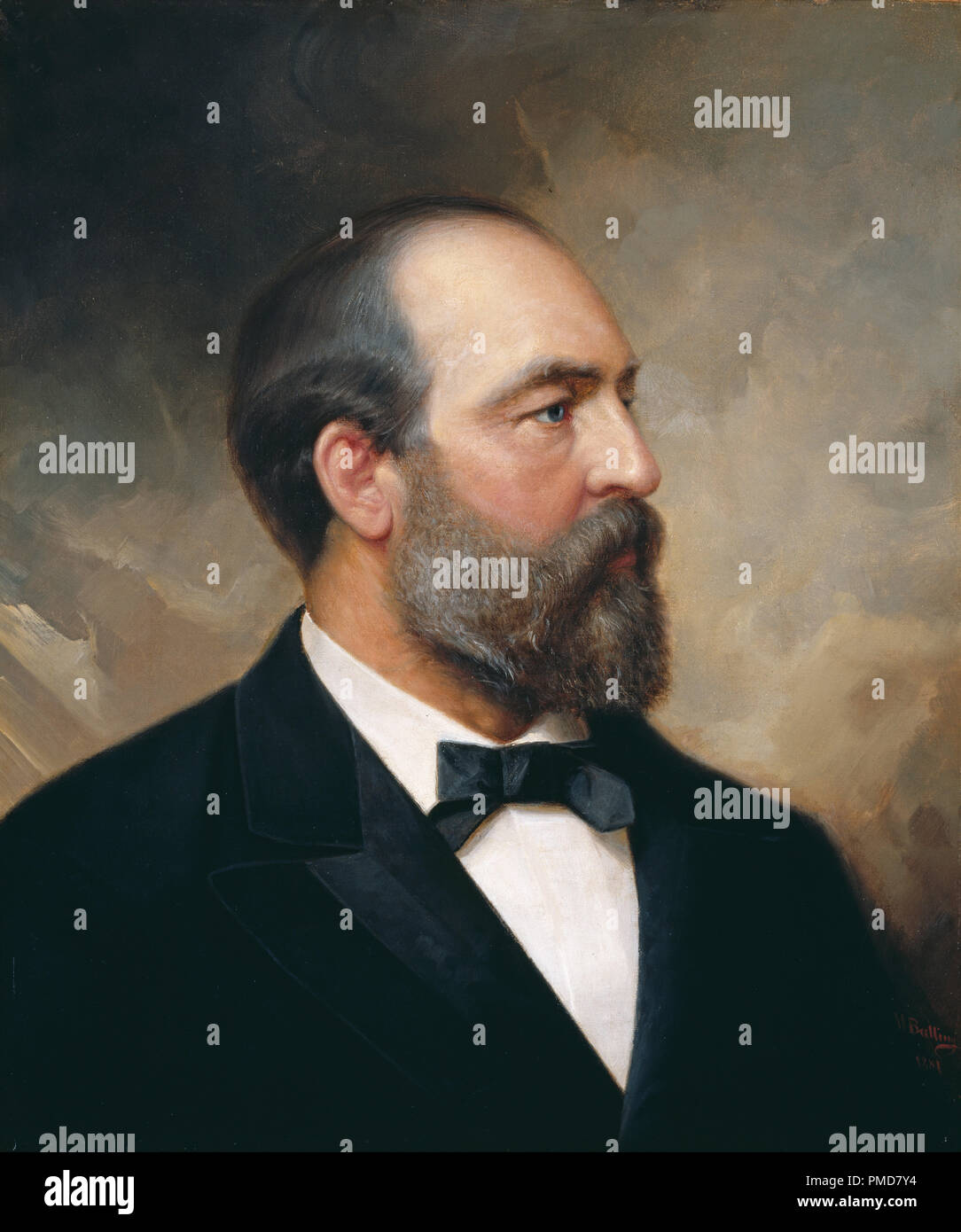 Portrait of James Garfield, 20th President of the United States (1831-1881). Date/Period: 1881. Painting. Oil on canvas. Height: 61.6 cm (24.2 in); Width: 51.8 cm (20.3 in). Author: OLE PETER HANSEN BALLING. Stock Photo