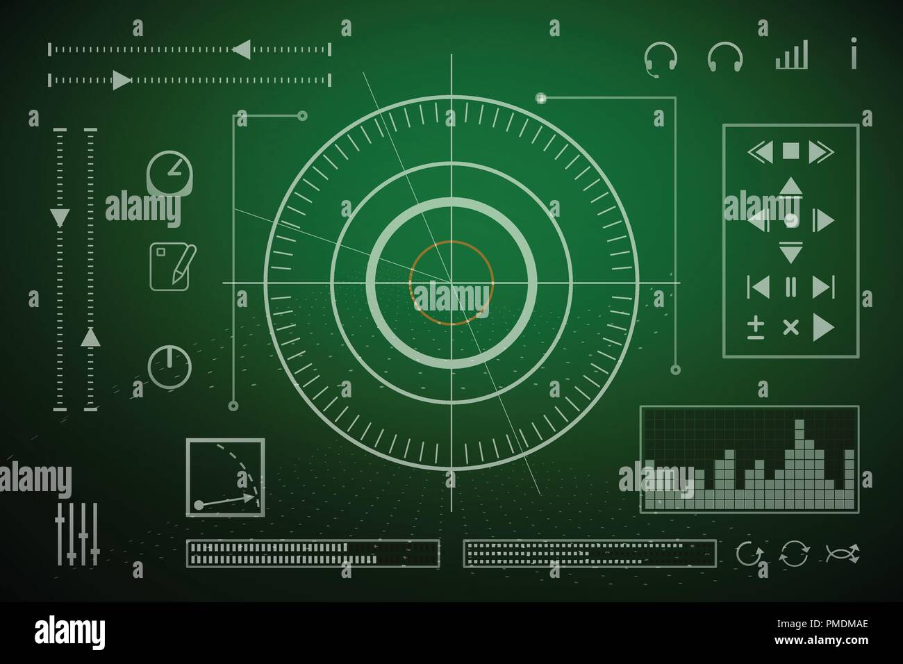 Futuristic screen. Digital technology. Vector illustration. Black and ...
