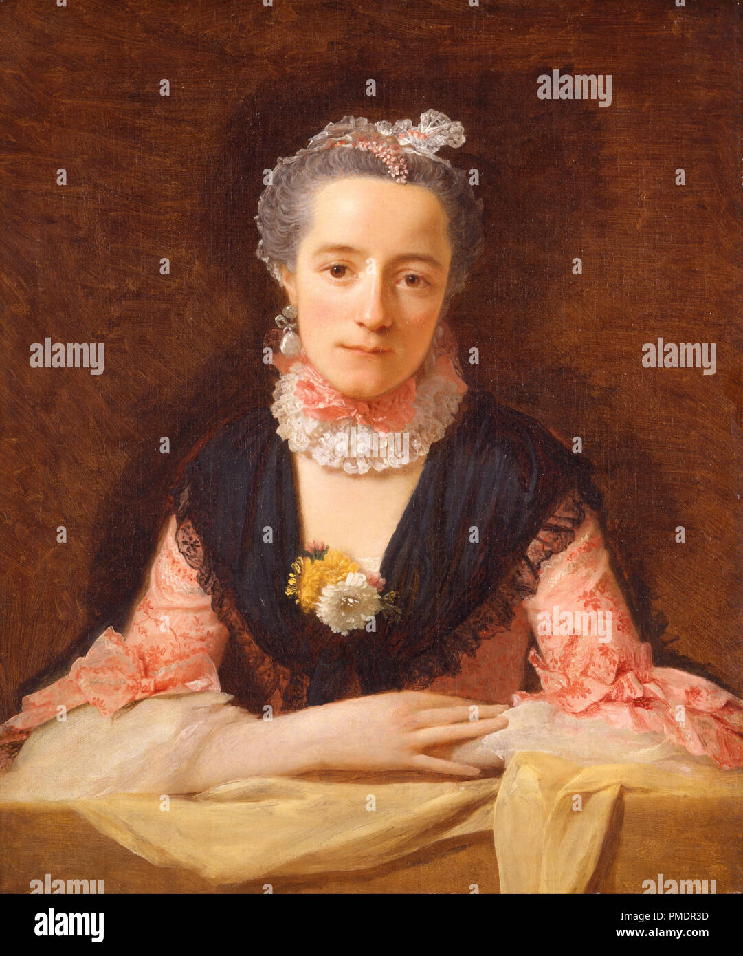 Lady in a Pink Silk Dress. Date/Period: Ca. 1762. Painting. Oil on canvas. Height: 762 mm (30 in); Width: 640 mm (25.19 in). Author: Allan Ramsay. Stock Photo