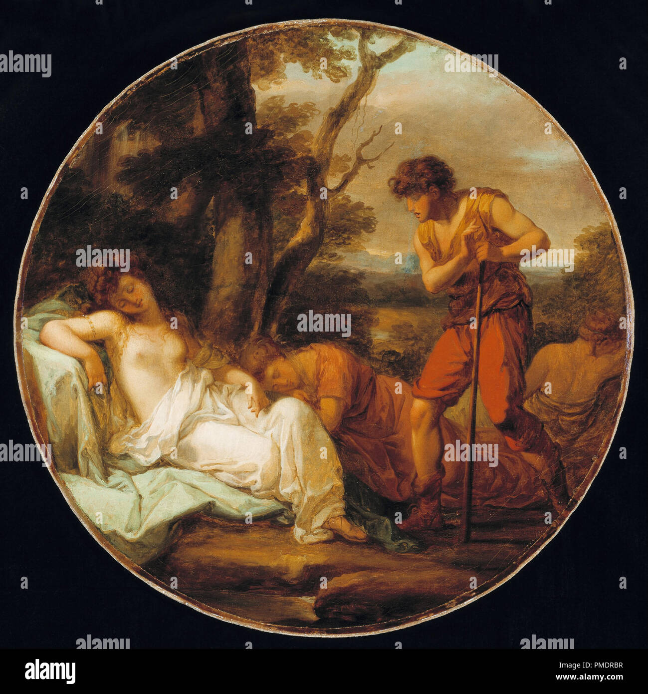 Cymon and Iphigenia. Date/Period: Ca. 1780. Painting. Oil on canvas. Diameter: 24.5 in (62.2 cm). Author: Angelica Kauffman. KAUFFMANN, ANGELICA. Stock Photo