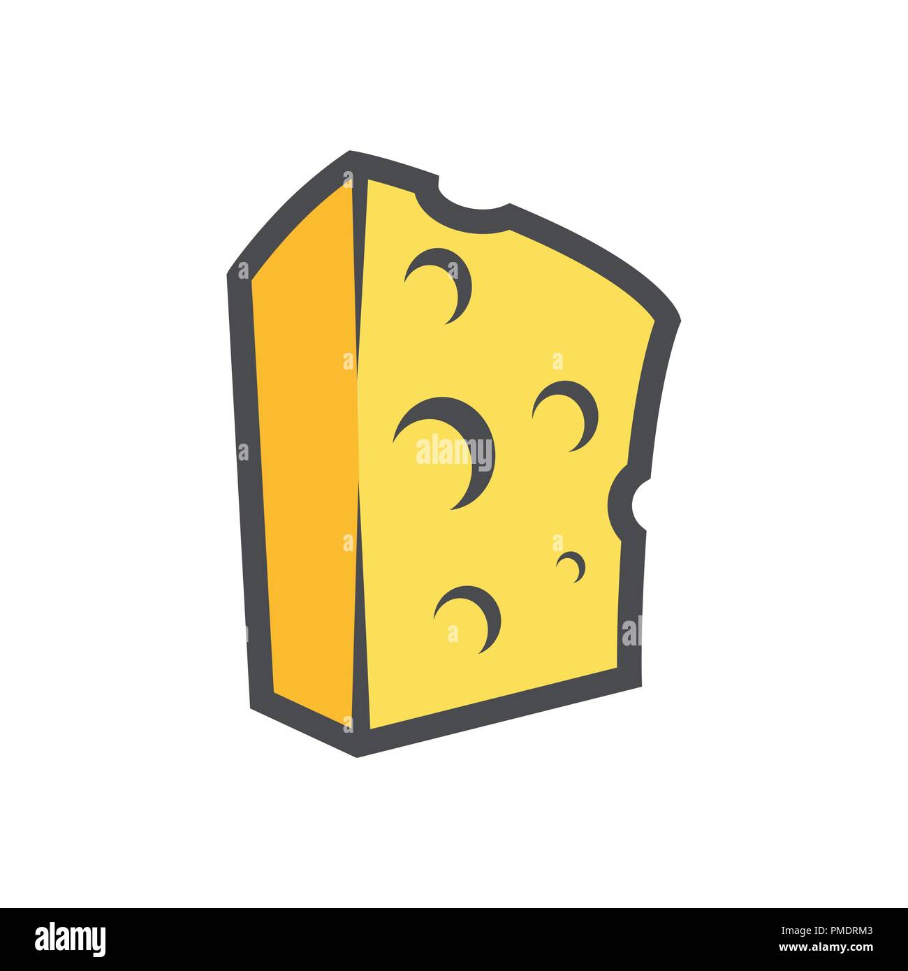 Block of Cheese, Vector Clipart for icon or logotype of organic dairy production. Stock Vector
