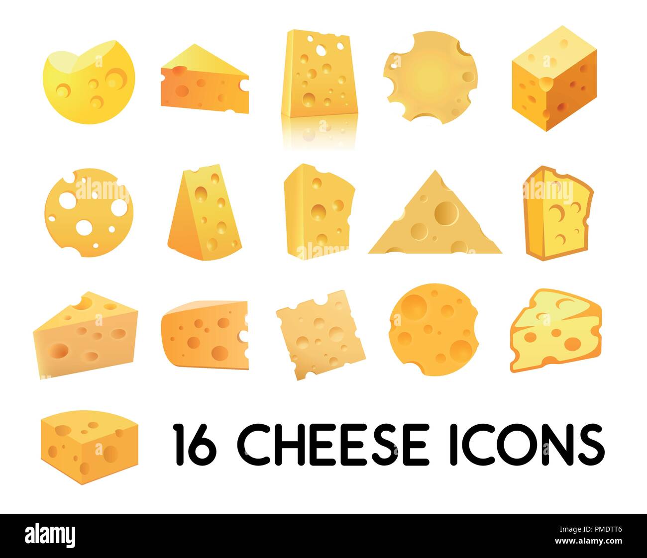 Cheese Icon Set isolated on white background. Vector illustration in EPS 10 Stock Vector Image
