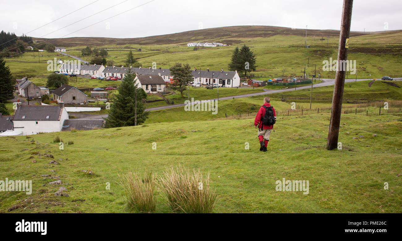 Coming down off Black Hill and into the village of Wanlockhead Stock Photo