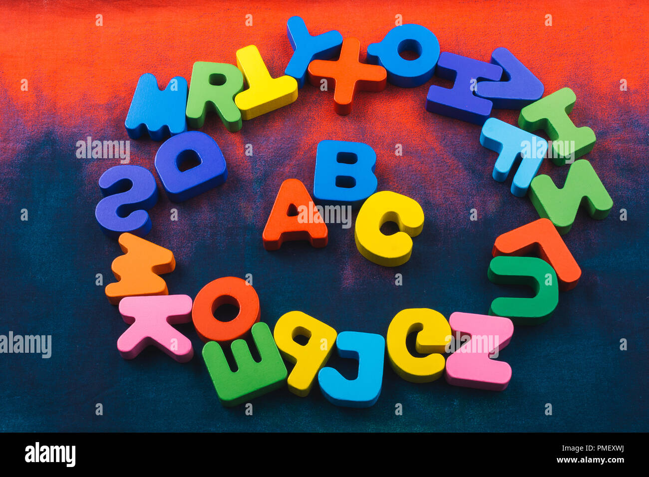 Colorful ABC Letters of Alphabet made of wood Stock Photo - Alamy