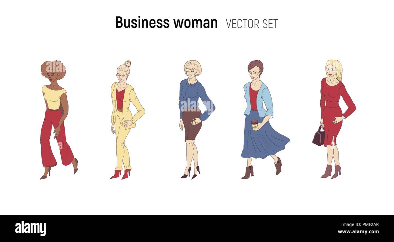 Business woman vector illustration. Cartoon style set Stock Vector ...