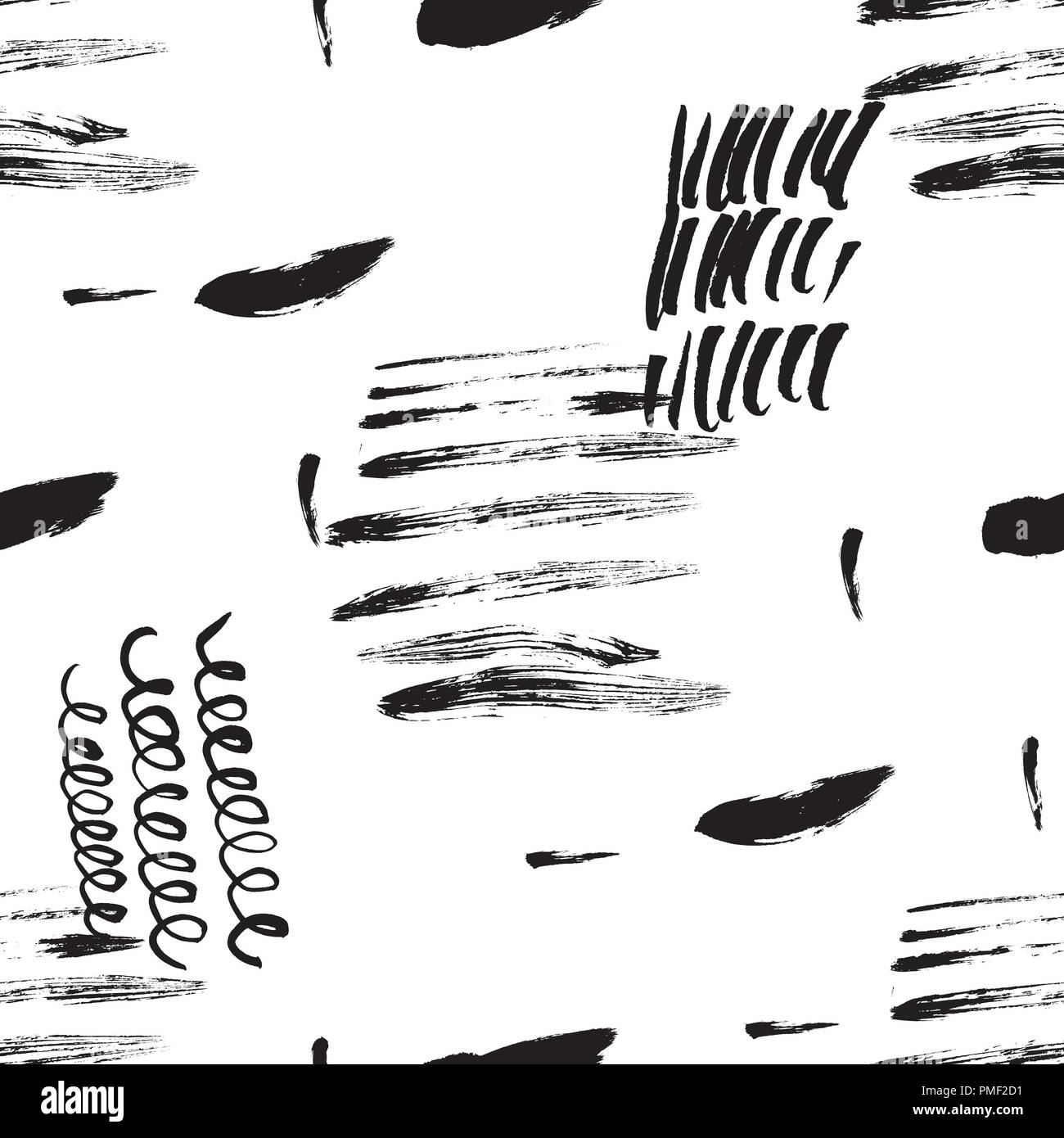 Seamless pattern hand drawn with a brush strokes. Abstract brushstrokes ...