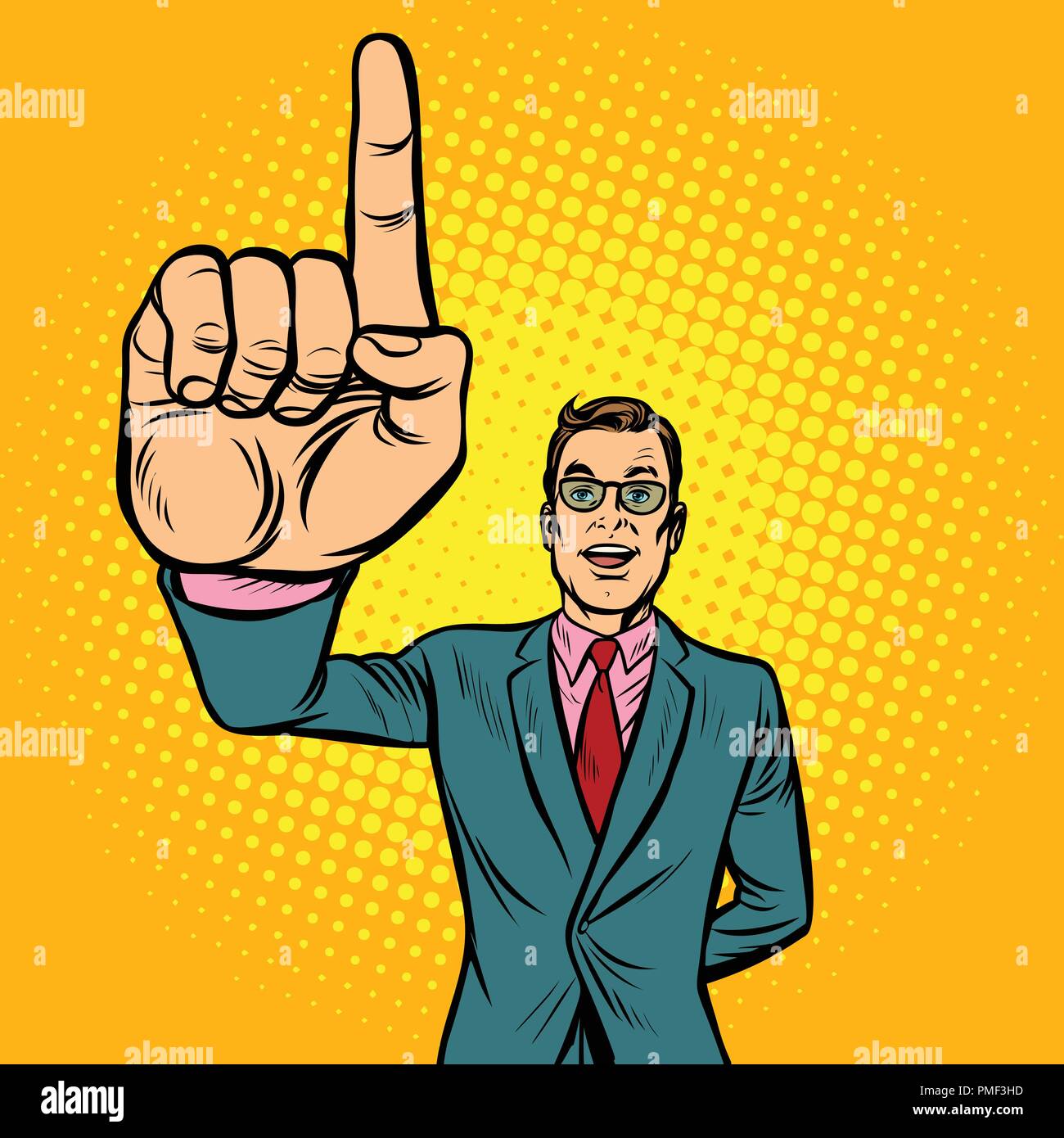 Vector cartoon stick figure drawing conceptual illustration of man or  construction worker with big hammer showing thumb up gesture with injured  finger Stock Vector Image & Art - Alamy