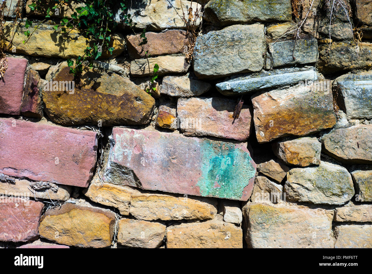 Limestone wall in a vineyard Stock Photo