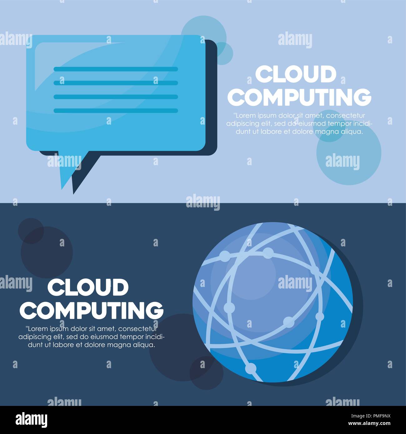 cloud computing infographic with speech bubble and global sphere over ...