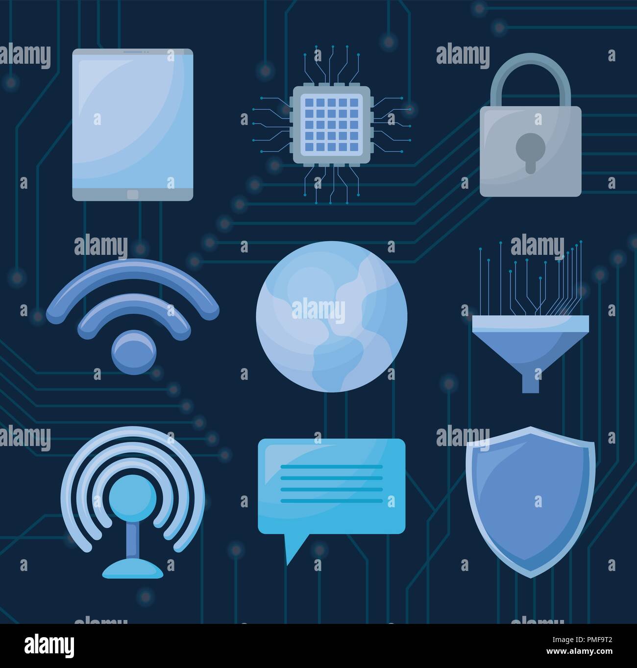 cloud computing icon set over blue background, colorful vector ...