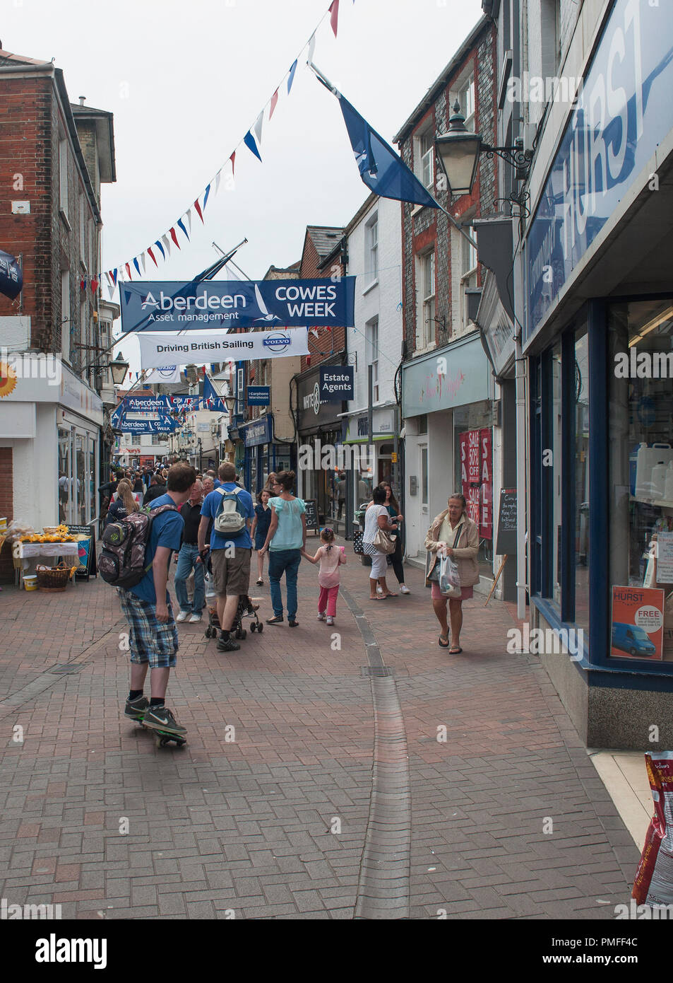Cowes High Street during Cowes Week 2013, Cowes, Isle of WIshtar, UK Stock Photo