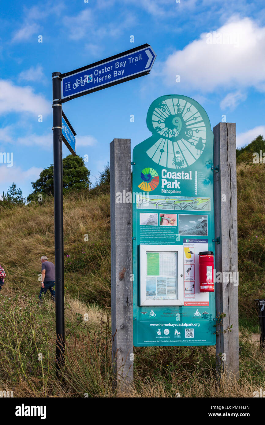 An information sign at for the Coastal Park at Herne Bay. A