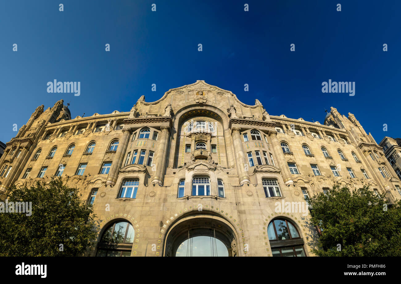 Main Facade of the Gresham Palace, an Art Deco Building in the Center of Budapest Stock Photo