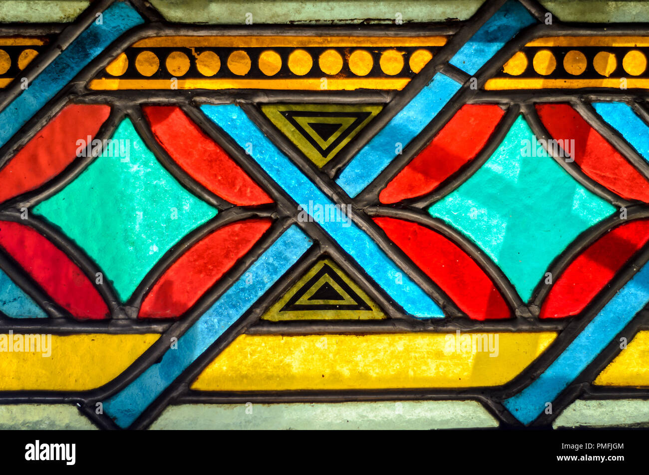 Stained Glass Window in the Hungarian Parliament House Stock Photo