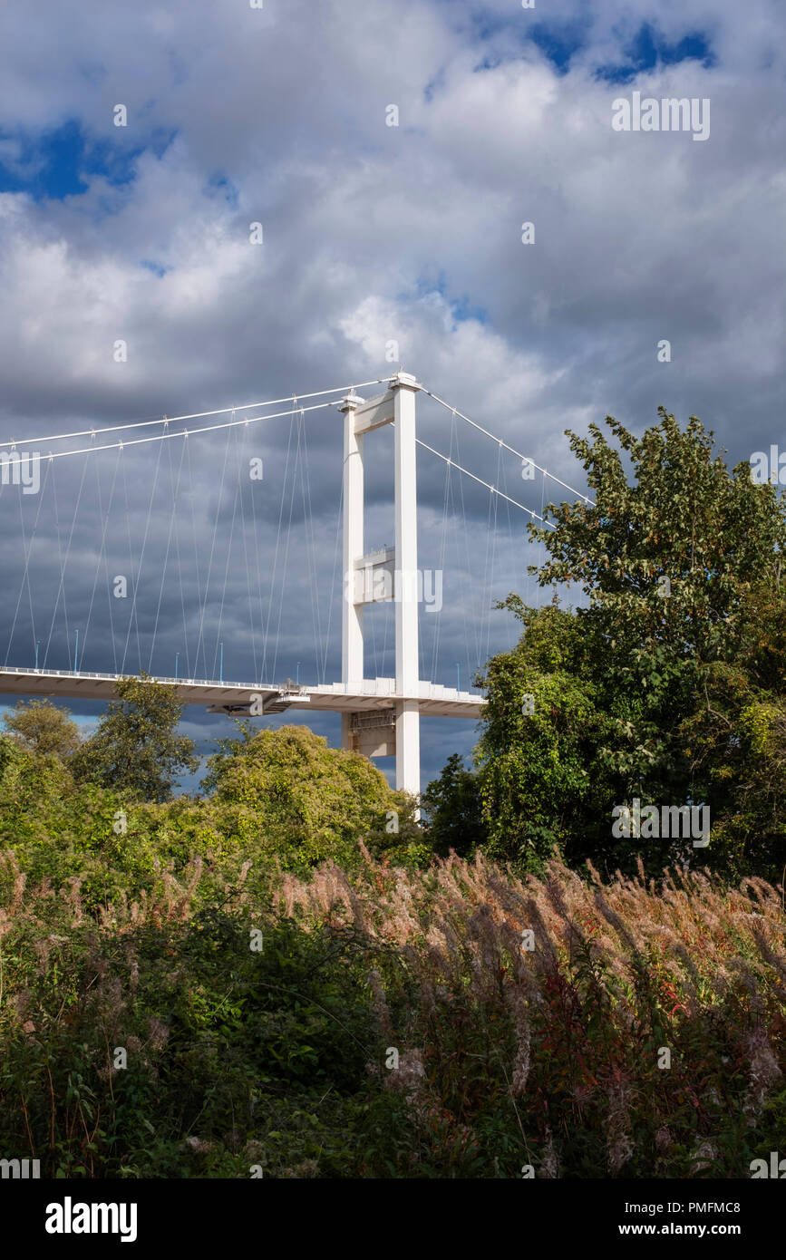 20th Century Civil Engineering Suspension Bridge High Resolution Stock