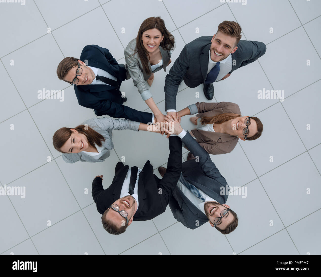 top view.business team standing in a circle Stock Photo - Alamy