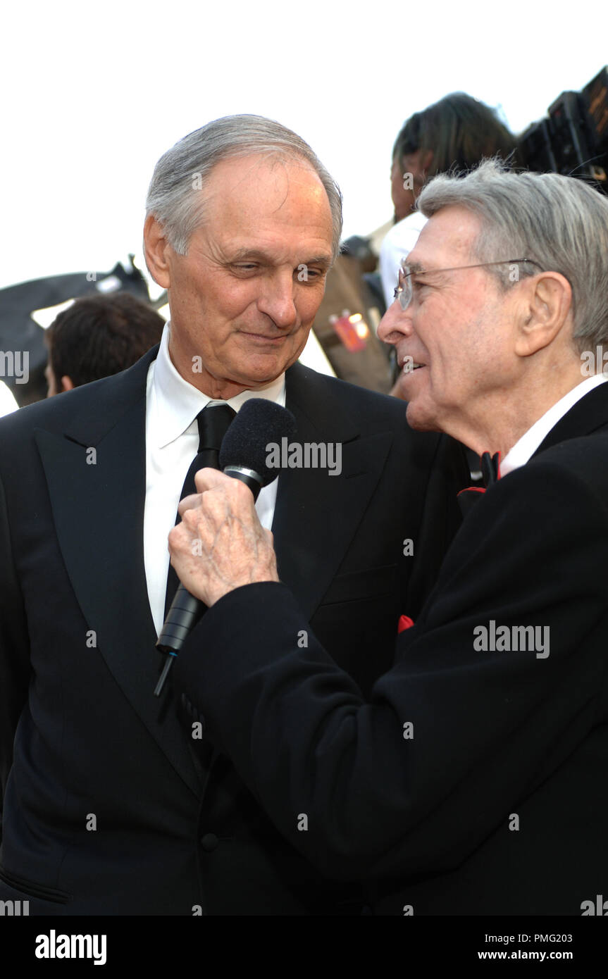 The Academy of Motion Picture Arts and Sciences Presents Army Archerd interviews Best Supporting Actor Academy Award nominee Alan Alda before the 77th Annual Academy Awards at the Kodak Theatre in Hollywood, CA on Sunday, February 27, 2005.  File Reference # 29997 053  For Editorial Use Only -  All Rights Reserved Stock Photo
