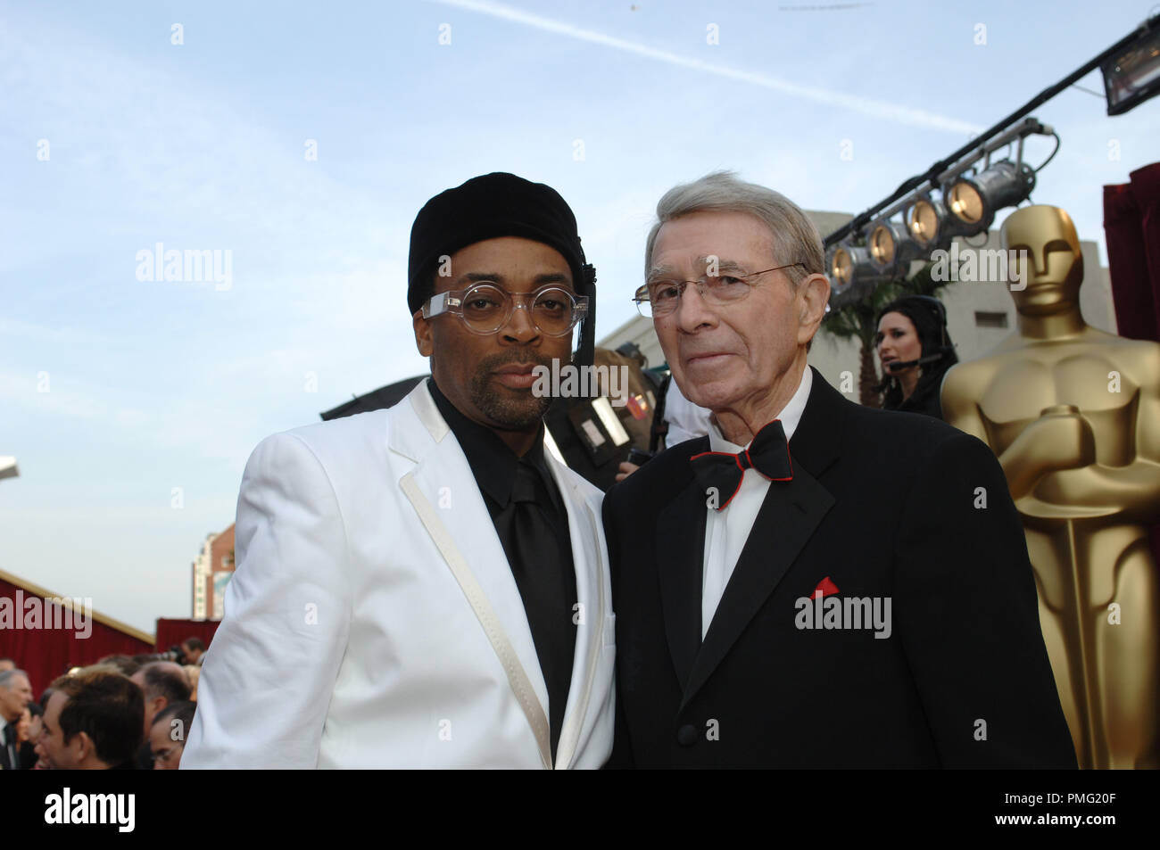 The Academy of Motion Picture Arts and Sciences Presents Director Spike Lee poses with Army Archerd before the 77th Annual Academy Awards at the Kodak Theatre in Hollywood, CA on Sunday, February 27, 2005.  File Reference # 29997 058  For Editorial Use Only -  All Rights Reserved Stock Photo