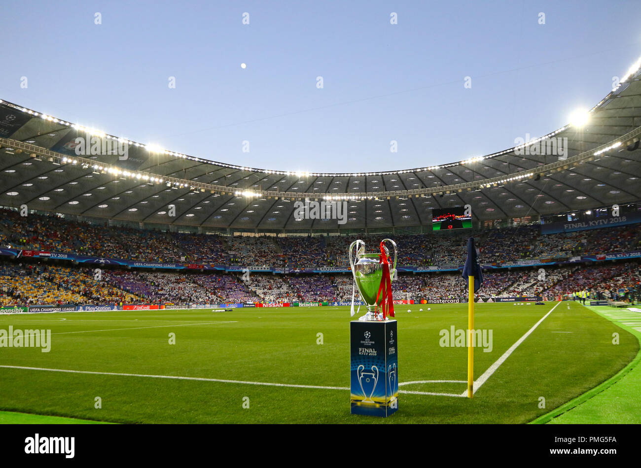 KYIV, UKRAINE - MAY 26, 2018: UEFA Champions League Trophy (Cup) presents  before the UCL final game Real Madrid v Liverpool at NSC Olimpiyskiy Stadium  Stock Photo - Alamy