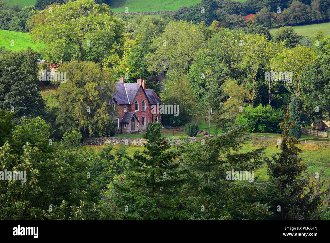 View over Rosedale Abbey, North Yorkshire Moors, England UK Stock Photo