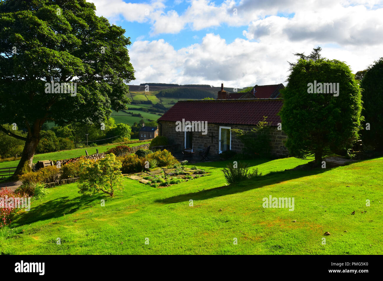 View over Rosedale Abbey, North Yorkshire Moors, England UK Stock Photo