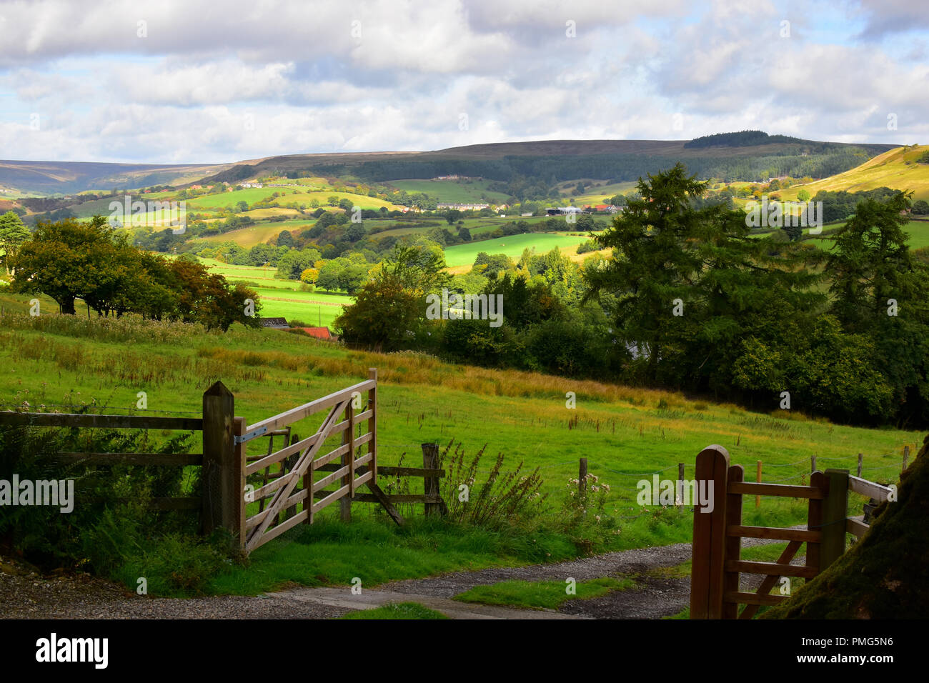 View over Rosedale Abbey, North Yorkshire Moors, England UK Stock Photo