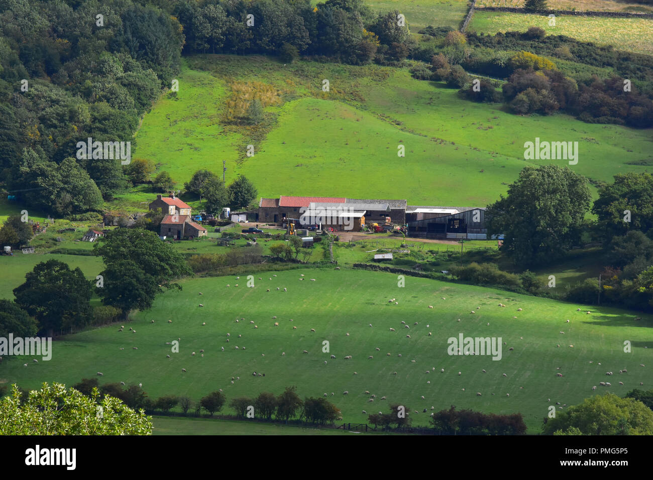 View over Rosedale Abbey, North Yorkshire Moors, England UK Stock Photo