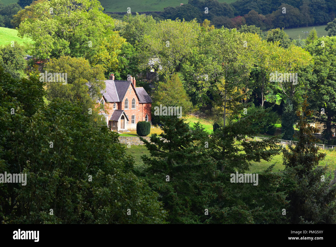 View over Rosedale Abbey, North Yorkshire Moors, England UK Stock Photo