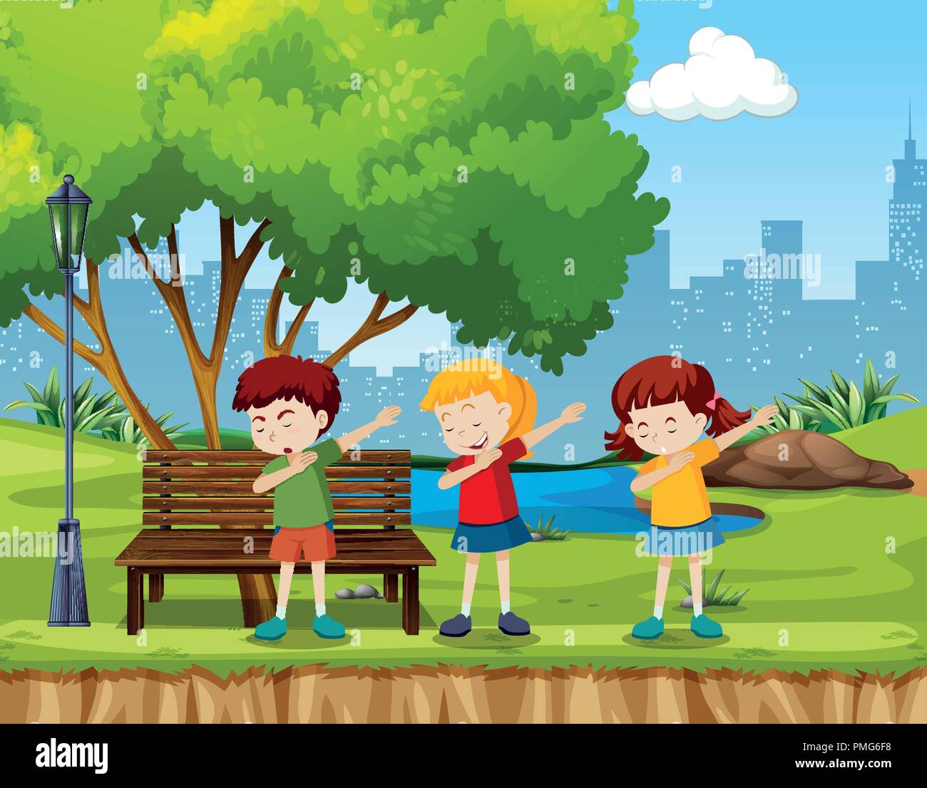 Children dancing in park illustration Stock Vector Image & Art - Alamy