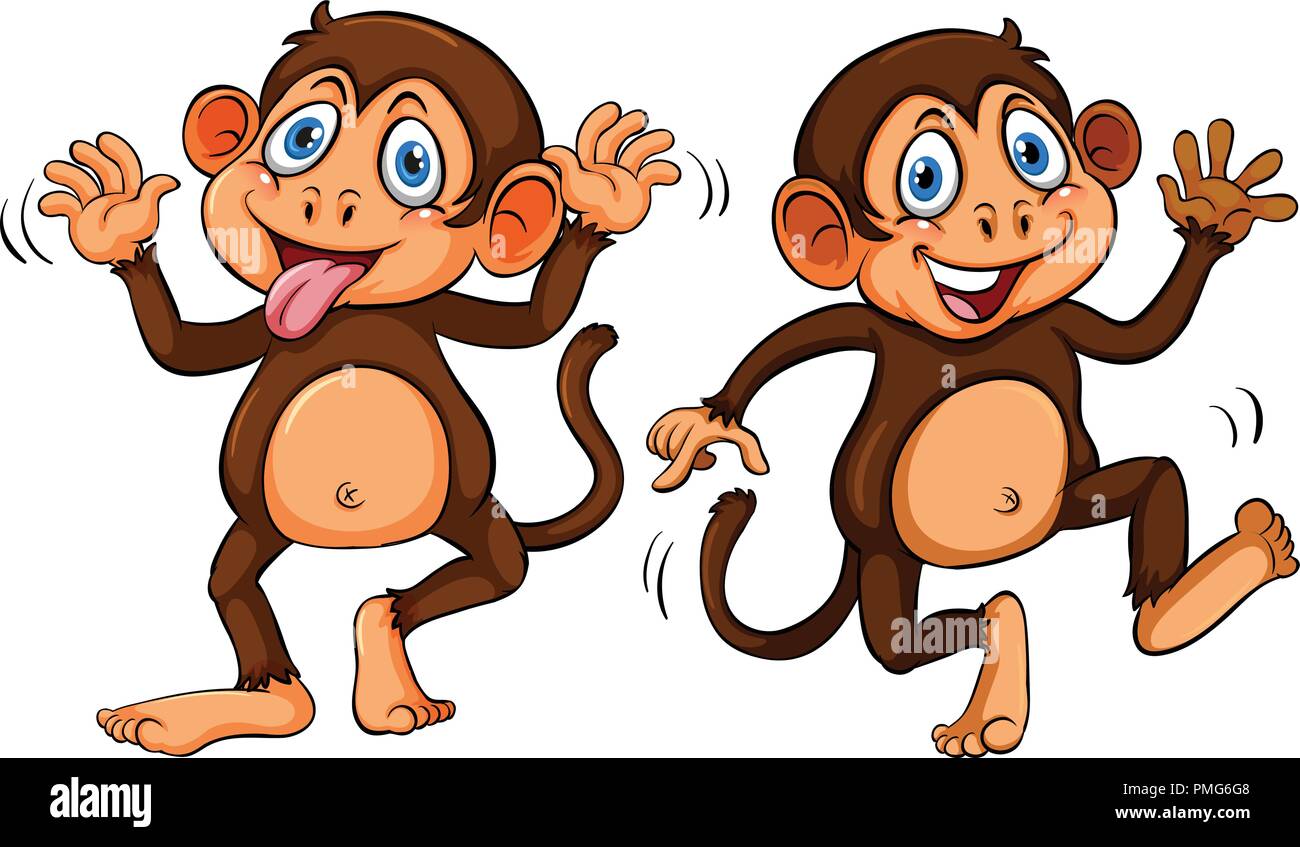 Two cute cartoon monkeys illustration Stock Vector Image & Art - Alamy